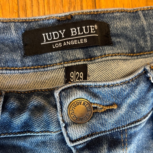 Judy Blue Women's Frayed Hem Jean Shorts - Blue - Picture 2 of 9